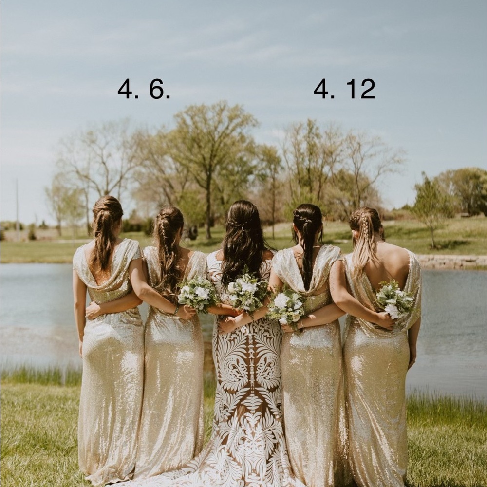 Champagne sequence bridesmaids dresses/NOT ALTERED